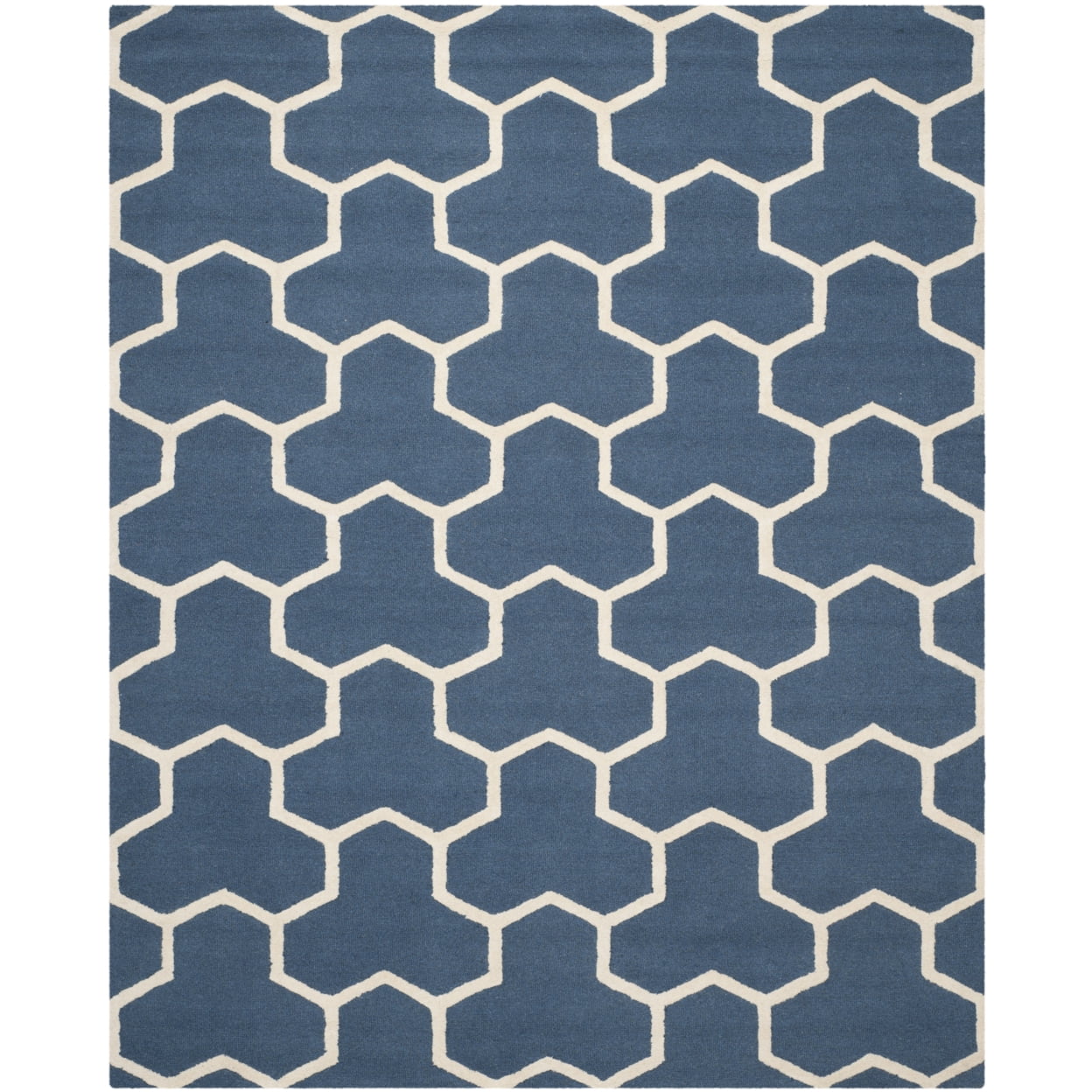 Hand-Tufted Woolen Charm Round Rug in Navy Blue/Ivory, 6' x 9'