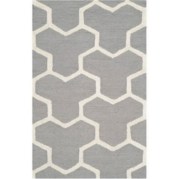 SAFAVIEH Cambridge Joshua Geometric Tessellation Wool Area Rug, Silver/Ivory, 2'6" x 4'