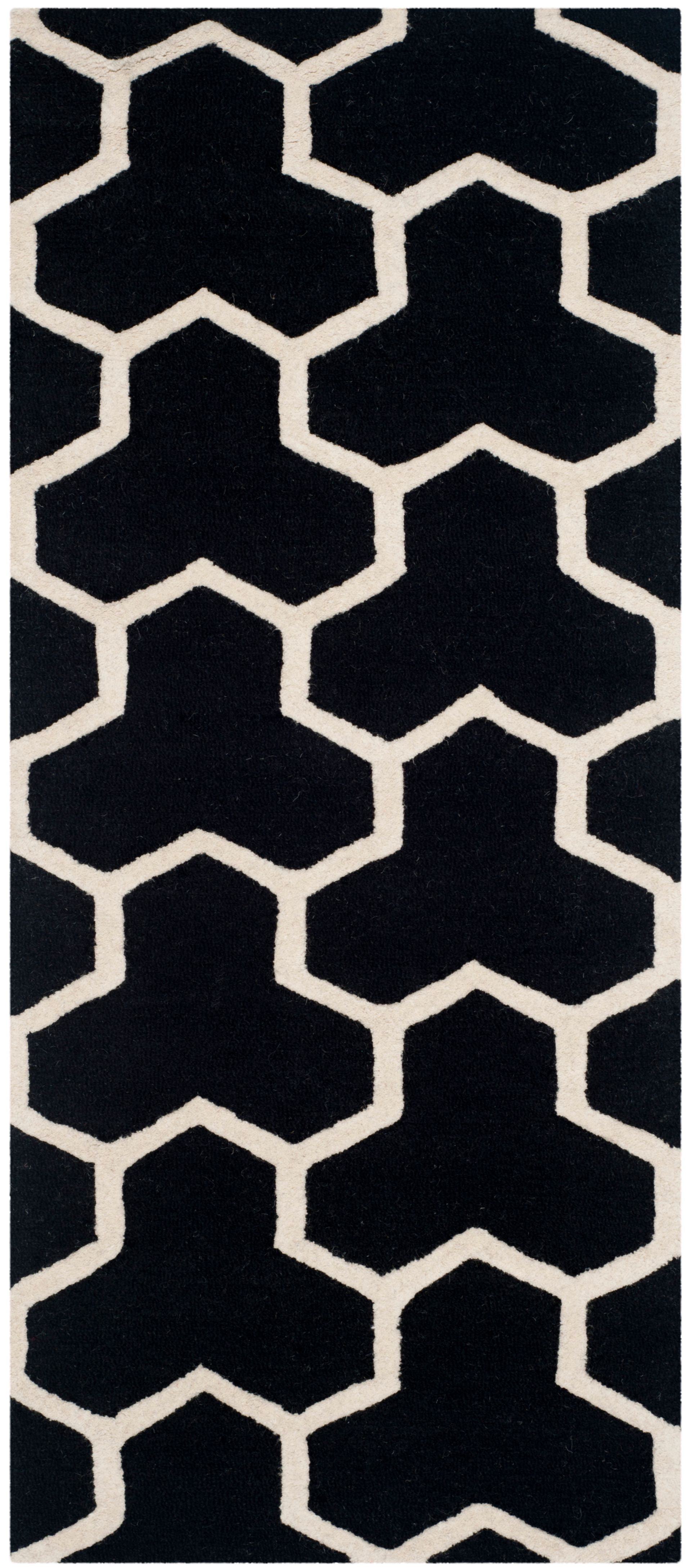 SAFAVIEH Cambridge Joshua Geometric Tessellation Wool Runner Rug, Black ...