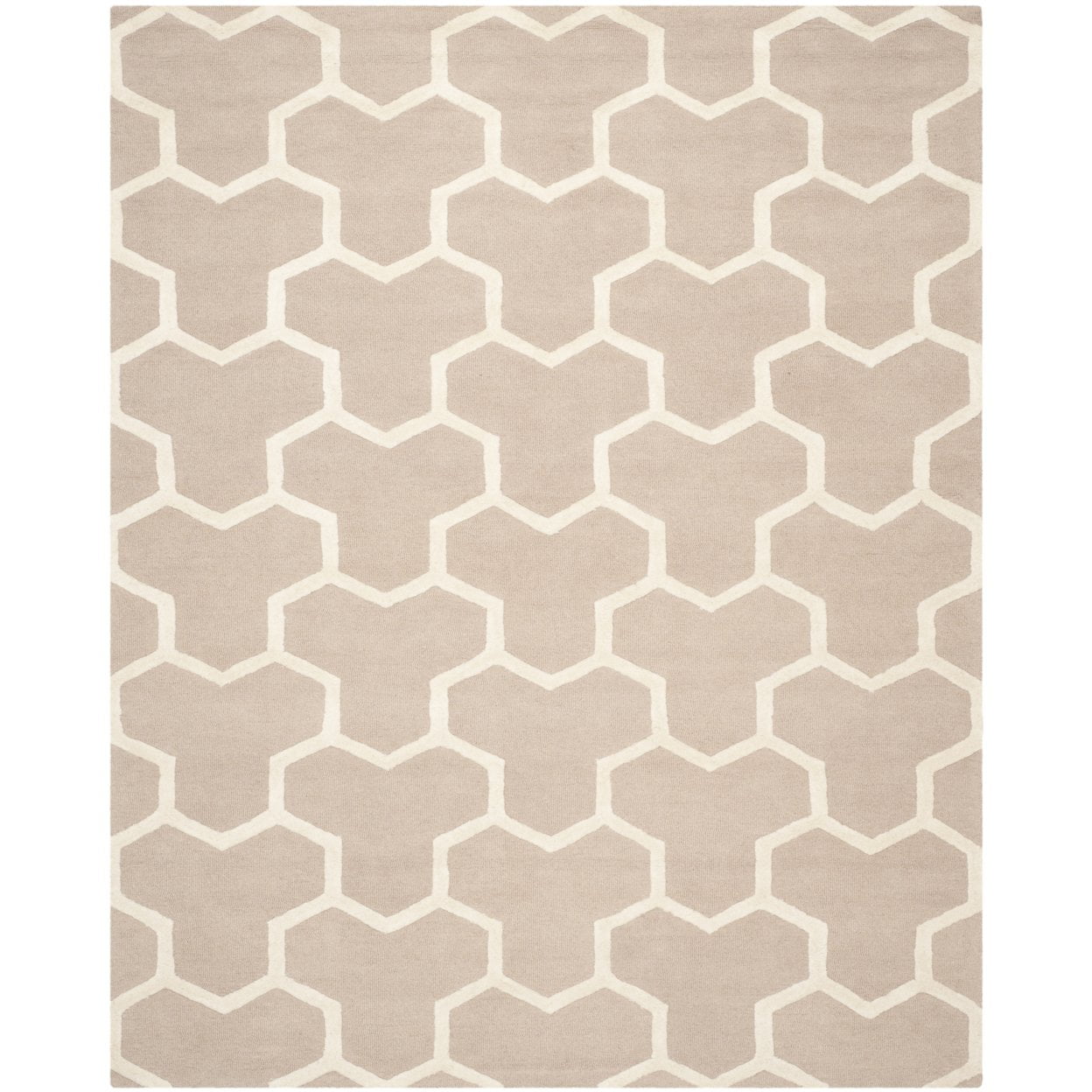 Handmade Cambridge Classic Beige & Ivory Wool Area Rug, 8' x 10'