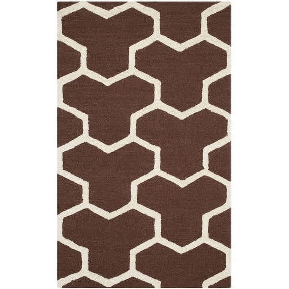 SAFAVIEH Cambridge Joshua Geometric Wool Area Rug, Dark Brown/Ivory, 2' x 3'