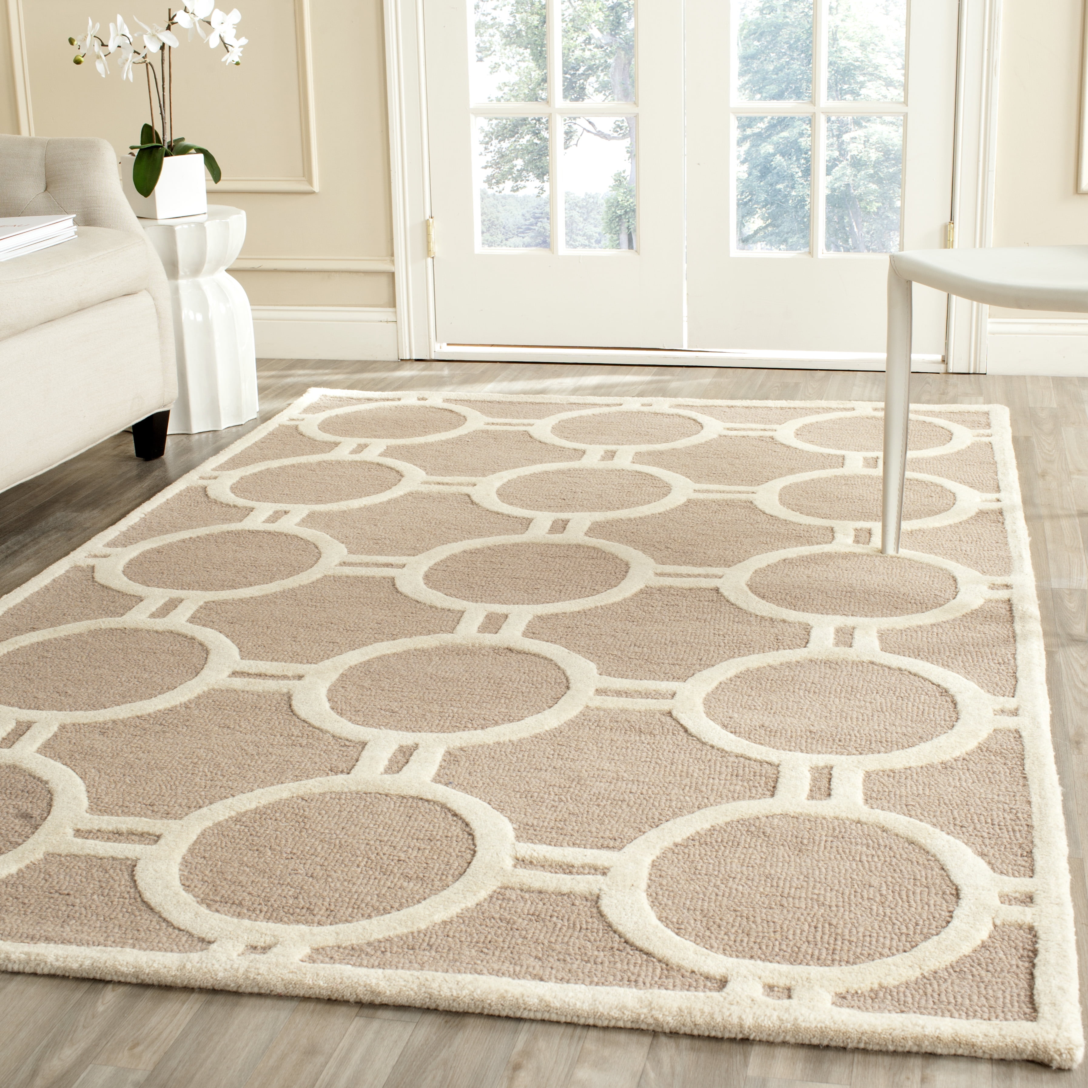 Hand-Tufted Elegance Wool Area Rug in Beige Ivory, 3' x 5'