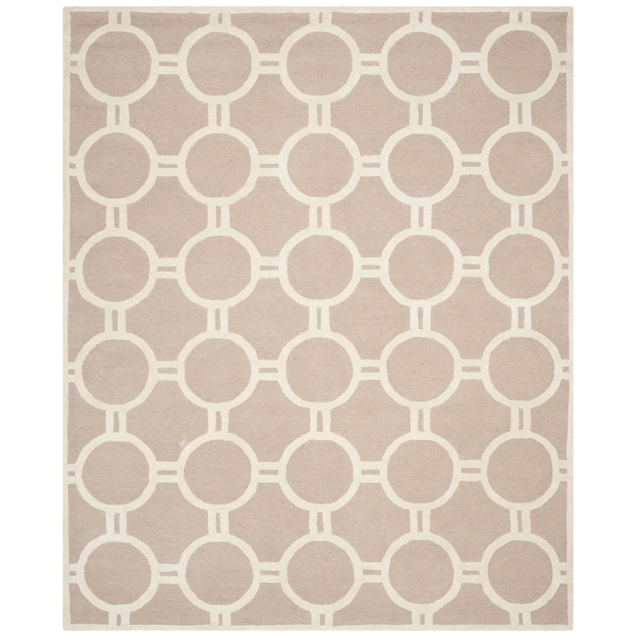 Elegant Ivory Hand-Tufted Wool Rug 5' x 8' with Non-Slip Backing