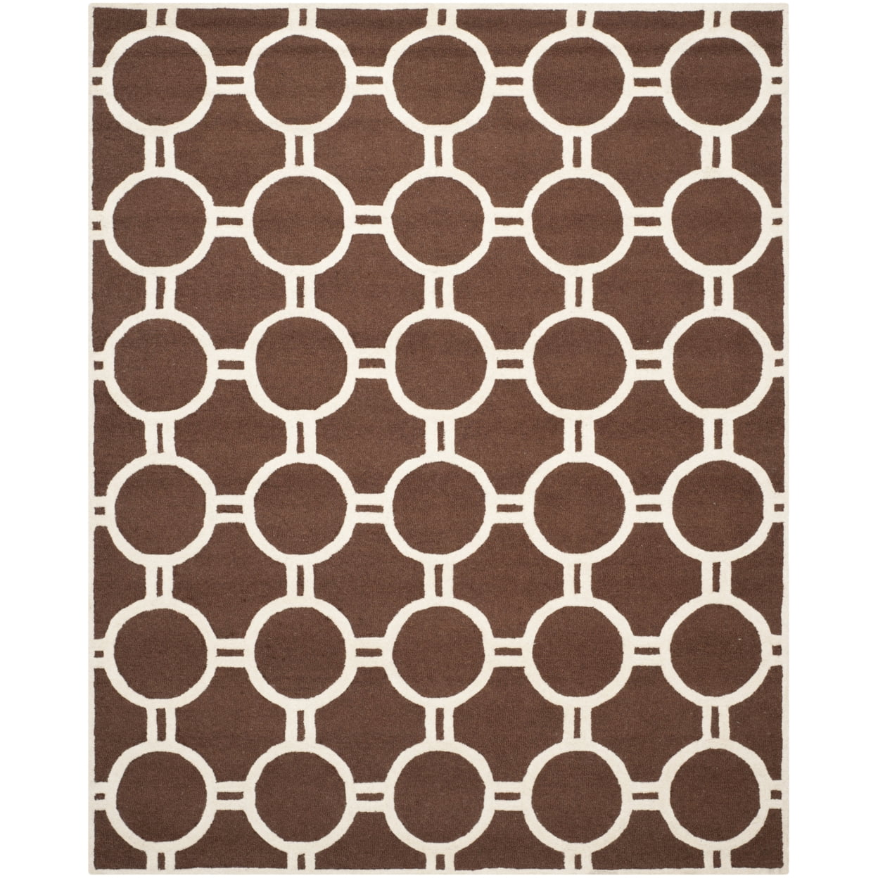 Ivory and Dark Brown Hand-Tufted Wool Area Rug 3' x 5'