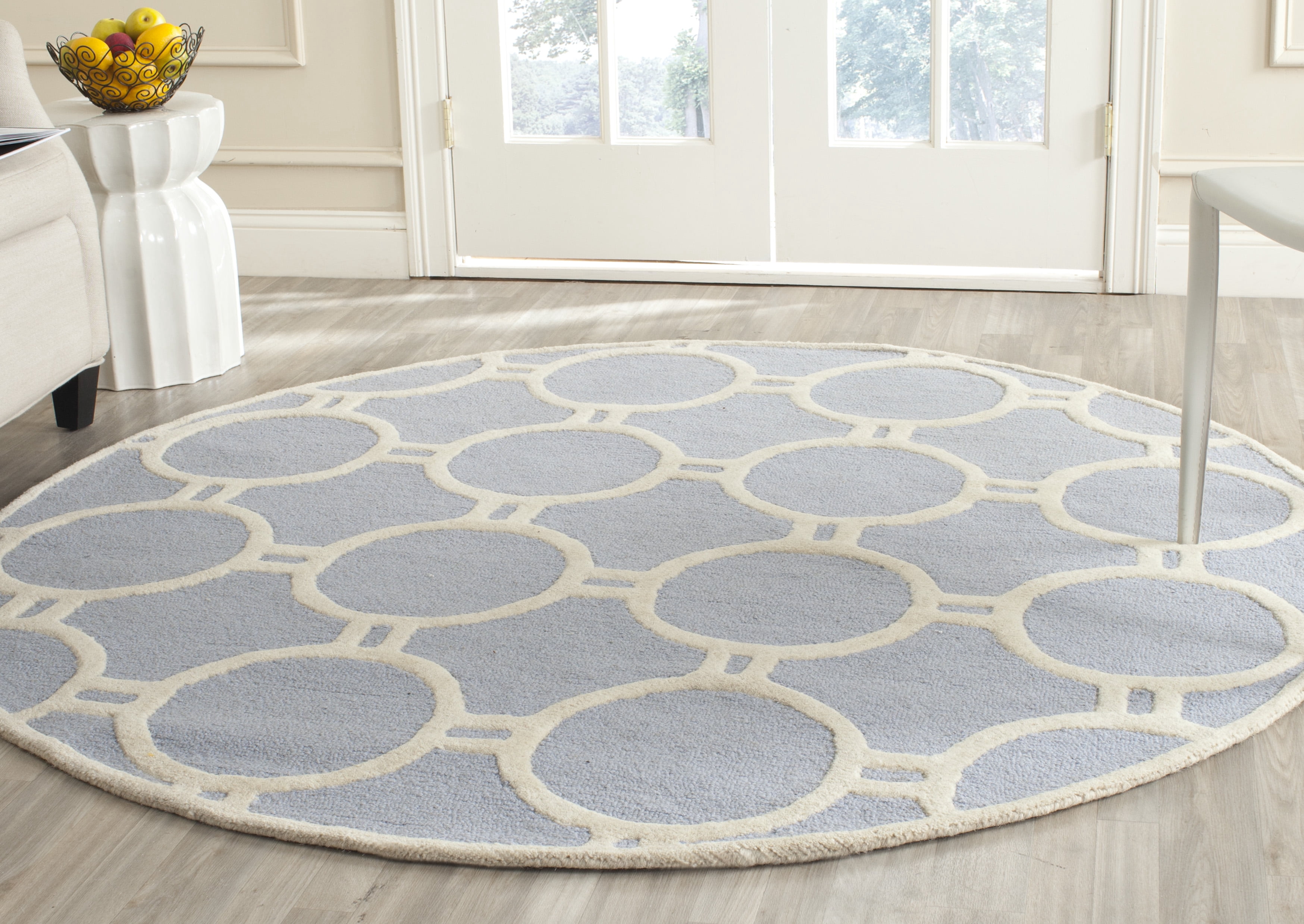 SAFAVIEH Cambridge Joss Geometric Circles Wool Area Rug, Light Blue ...