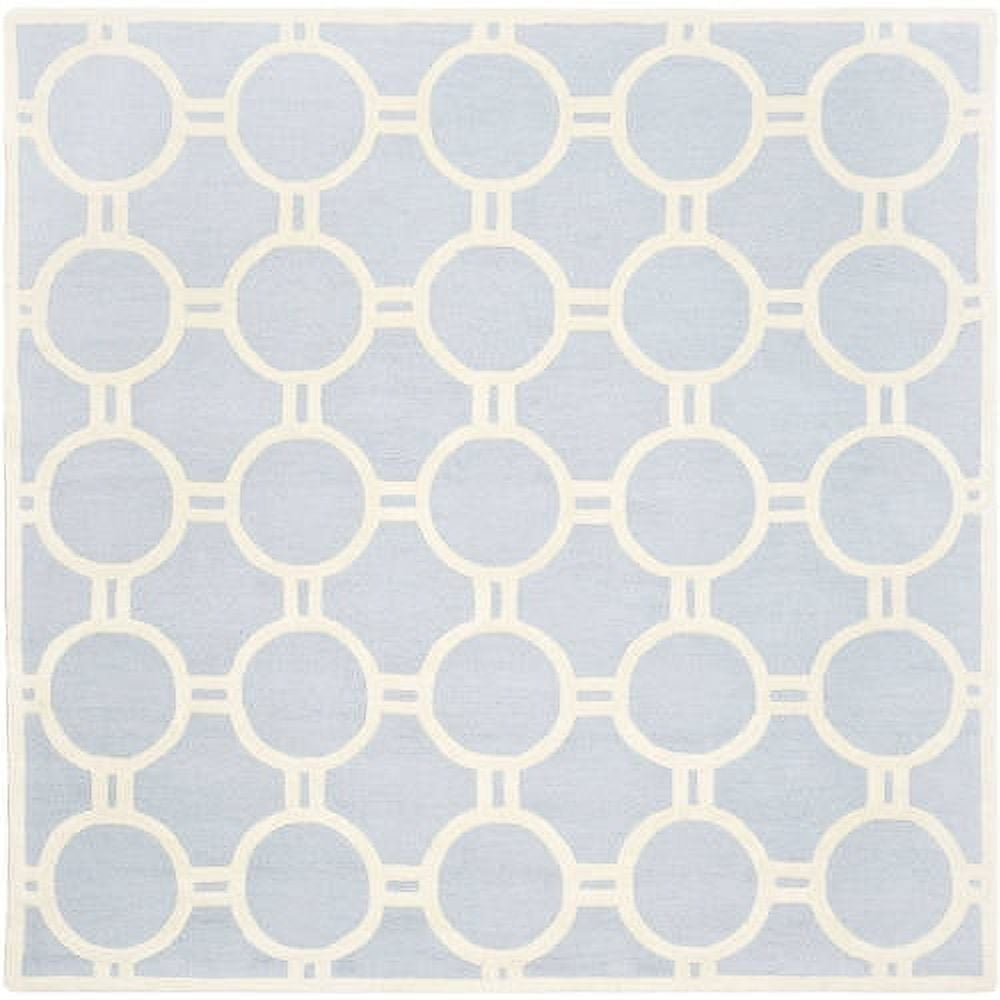 Hand-tufted Light Blue and Ivory Wool 8' Square Area Rug