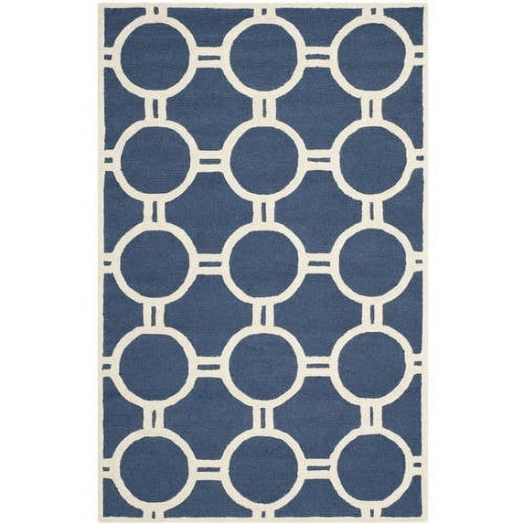 SAFAVIEH Cambridge Joss Geometric Circles Wool Area Rug, Navy Blue/Ivory, 6' x 9'