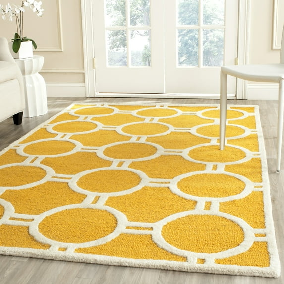 SAFAVIEH Cambridge Joss Geometric Wool Area Rug, Gold/Ivory, 4' x 6'