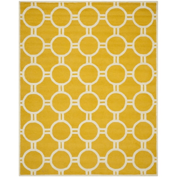 SAFAVIEH Cambridge Joss Geometric Wool Area Rug, Gold/Ivory, 9' x 12'