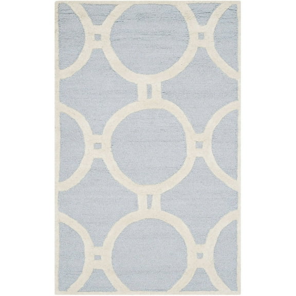 SAFAVIEH Cambridge Joss Geometric Wool Area Rug, Light Blue/Ivory, 2' x 3'