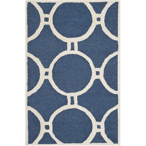 SAFAVIEH Cambridge Joss Geometric Wool Area Rug, Navy Blue/Ivory, 2' x 3'