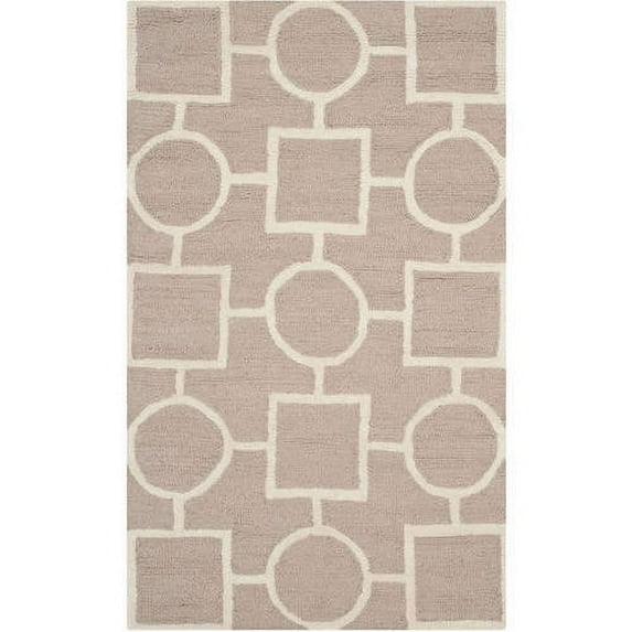SAFAVIEH Cambridge Joyce Geometric Shapes Wool Area Rug, Beige/Ivory, 2'6" x 4'