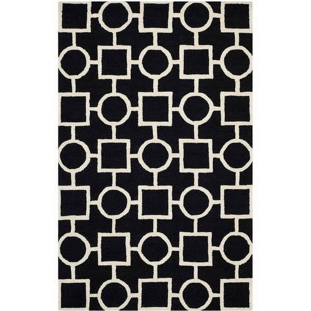 Cambridge Black and Ivory Hand-Tufted Wool Geometric Rug
