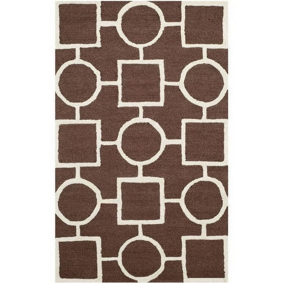 SAFAVIEH Cambridge Joyce Geometric Shapes Wool Area Rug, Dark Brown/Ivory, 6' x 9'