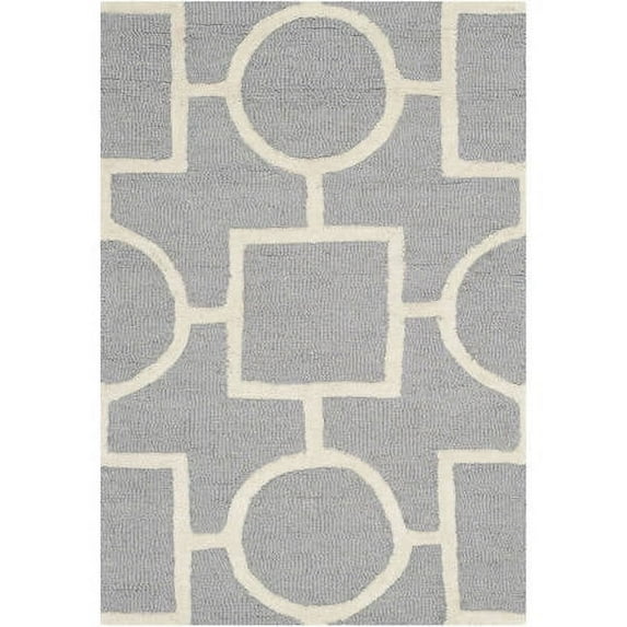 SAFAVIEH Cambridge Joyce Geometric Shapes Wool Area Rug, Silver/Ivory, 2' x 3'