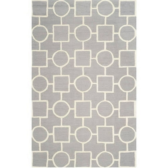 SAFAVIEH Cambridge Joyce Geometric Shapes Wool Area Rug, Silver/Ivory, 6' x 9'