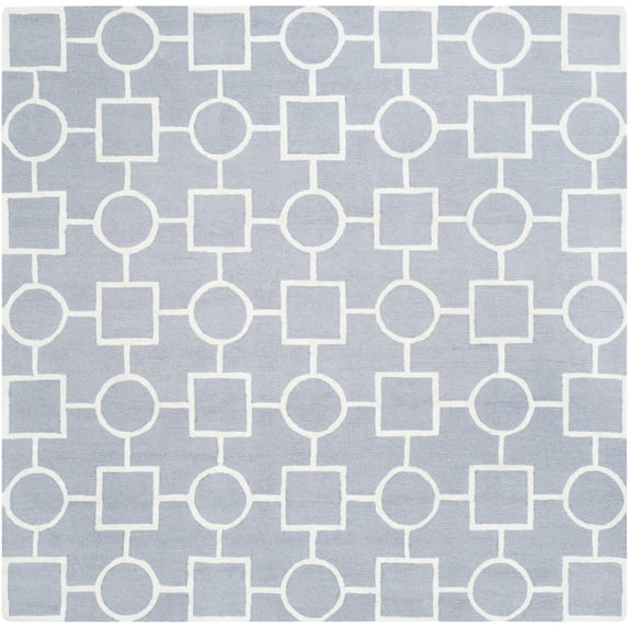 SAFAVIEH Cambridge Joyce Geometric Shapes Wool Area Rug, Silver/Ivory, 8' x 8' Square
