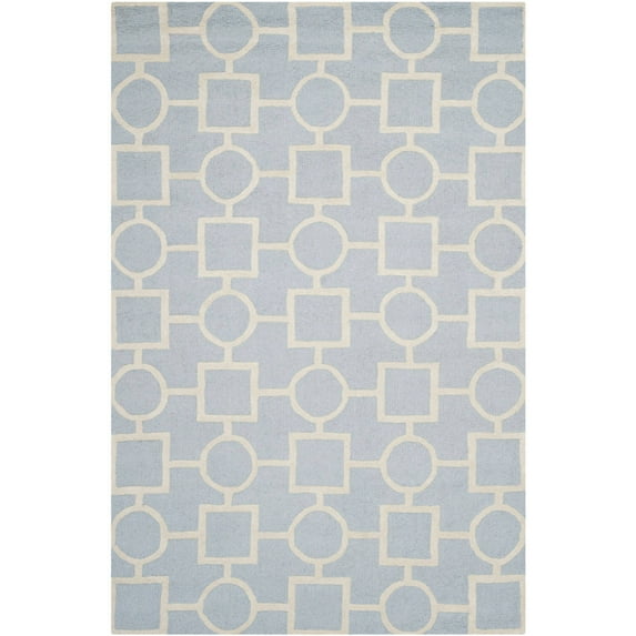 SAFAVIEH Cambridge Joyce Geometric Wool Area Rug, Light Blue/Ivory, 6' x 9'