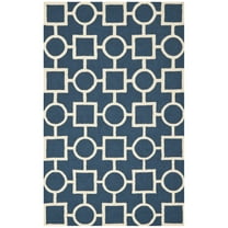 SAFAVIEH Cambridge Joyce Geometric Wool Area Rug, Navy Blue/Ivory, 2'6" x 4'