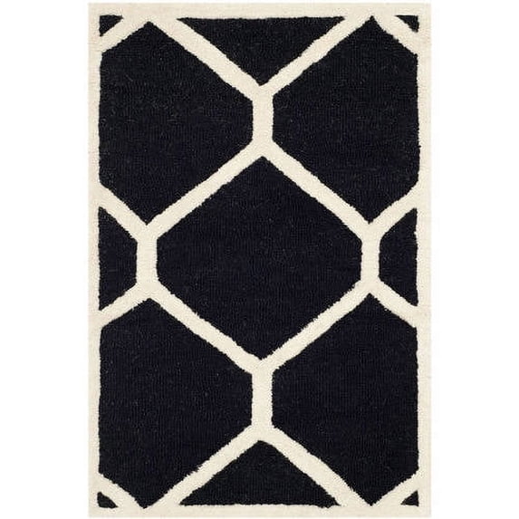 SAFAVIEH Cambridge Juan Geometric Wool Area Rug, Black/Ivory, 2'6" x 4'