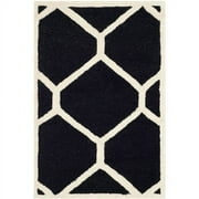 SAFAVIEH Cambridge Juan Geometric Wool Area Rug, Black/Ivory, 2' x 3'