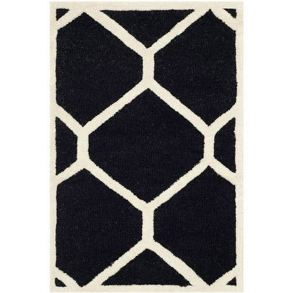 SAFAVIEH Cambridge Juan Geometric Wool Area Rug, Black/Ivory, 2' x 3'