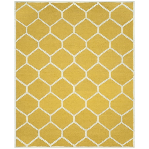 SAFAVIEH Cambridge Juan Geometric Wool Area Rug, Gold/Ivory, 9' x 12'