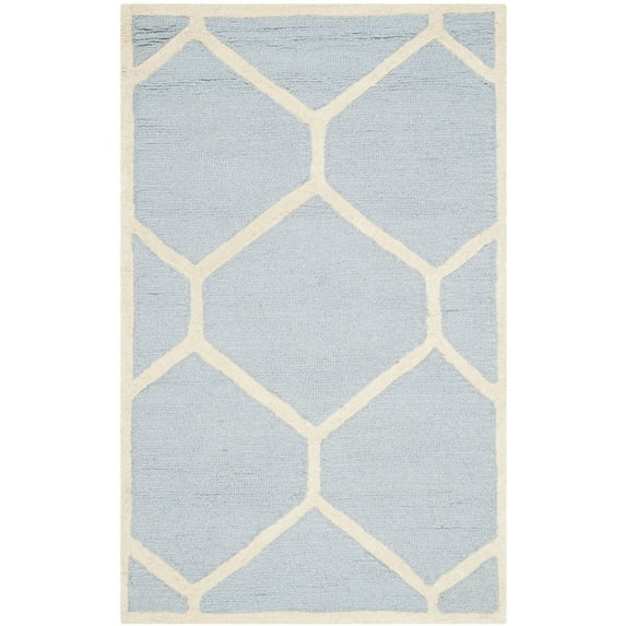 SAFAVIEH Cambridge Juan Geometric Wool Area Rug, Light Blue/Ivory, 2'6" x 4'