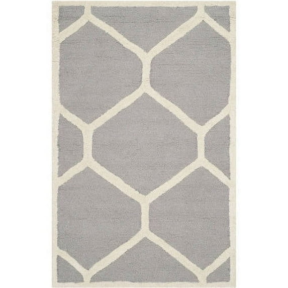 SAFAVIEH Cambridge Juan Geometric Wool Area Rug, Silver/Ivory, 2'6" x 4'