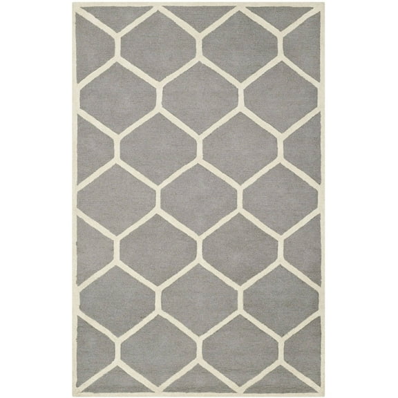 SAFAVIEH Cambridge Juan Geometric Wool Area Rug, Silver/Ivory, 4' x 6'