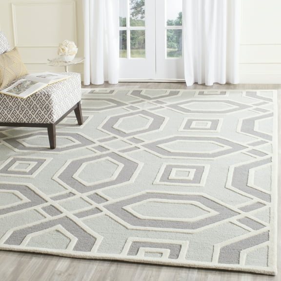 SAFAVIEH Cambridge Judith Geometric Wool Area Rug, Gray/Ivory, 8' x 10'