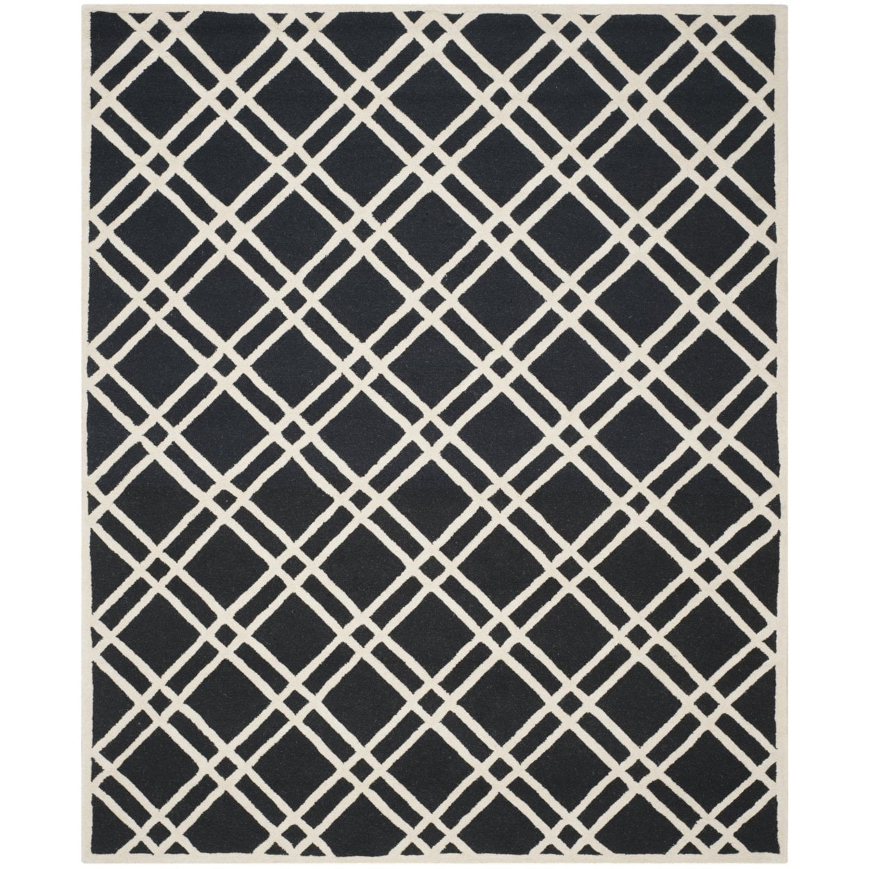 Handmade Black and Ivory Tufted Wool Round Rug