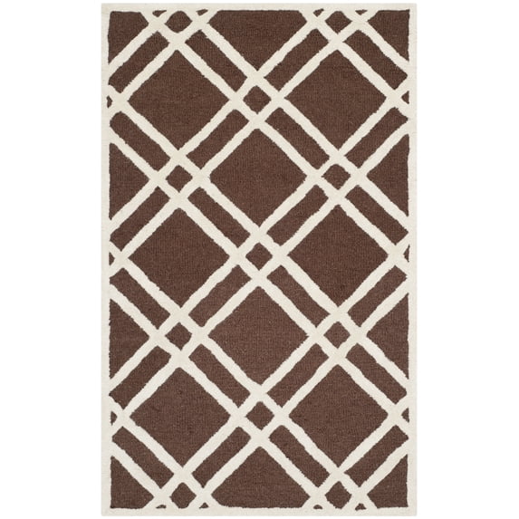 SAFAVIEH Cambridge Judy Geometric Wool Area Rug, Dark Brown/Ivory, 2'6" x 4'