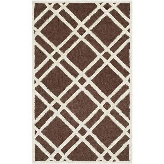 SAFAVIEH Cambridge Judy Geometric Wool Area Rug, Dark Brown/Ivory, 3' x 5'