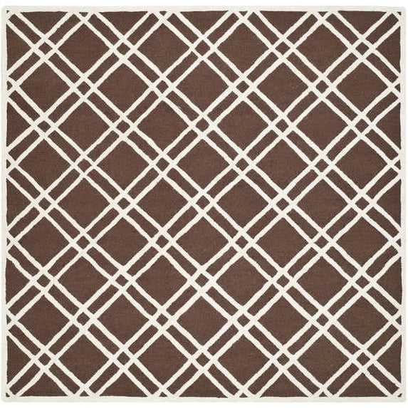 SAFAVIEH Cambridge Judy Geometric Wool Area Rug, Dark Brown/Ivory, 6' x 6' Square