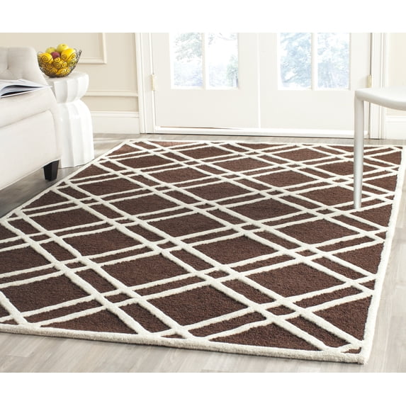 SAFAVIEH Cambridge Judy Geometric Wool Area Rug, Dark Brown/Ivory, 6' x 9'
