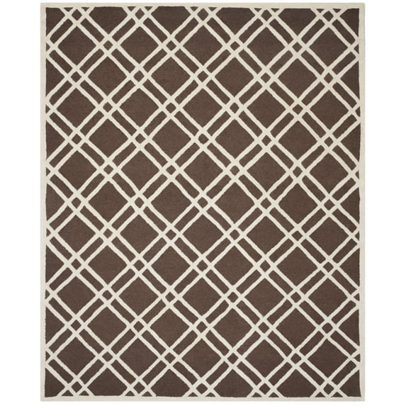 SAFAVIEH Cambridge Judy Geometric Wool Area Rug, Dark Brown/Ivory, 9' x 12'