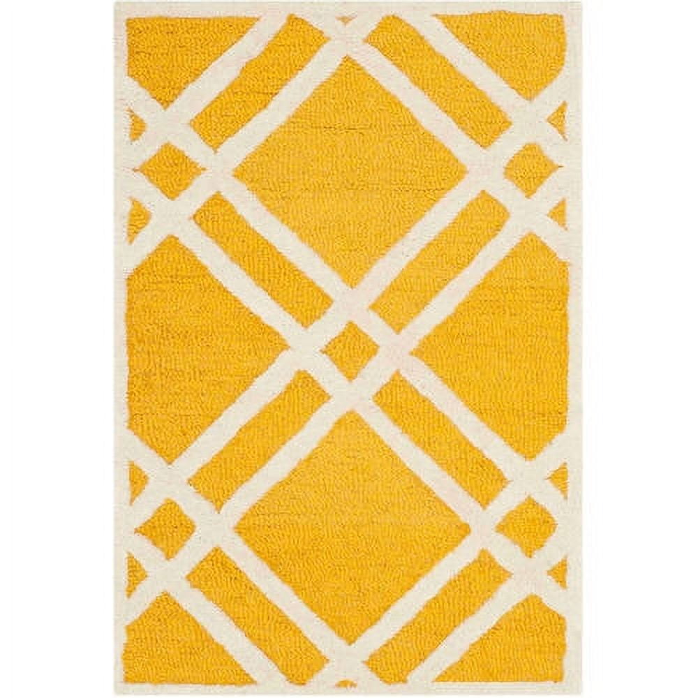 Gold and Ivory Hand-Tufted Wool Area Rug 3' x 5'