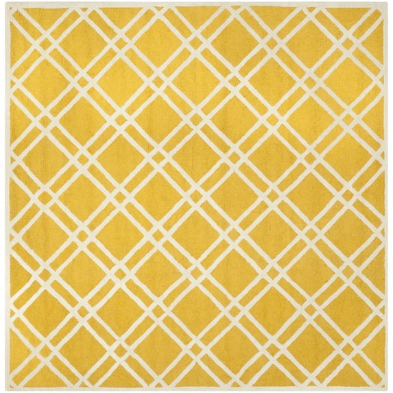 SAFAVIEH Cambridge Judy Geometric Wool Area Rug, Gold/Ivory, 6' x 6' Square