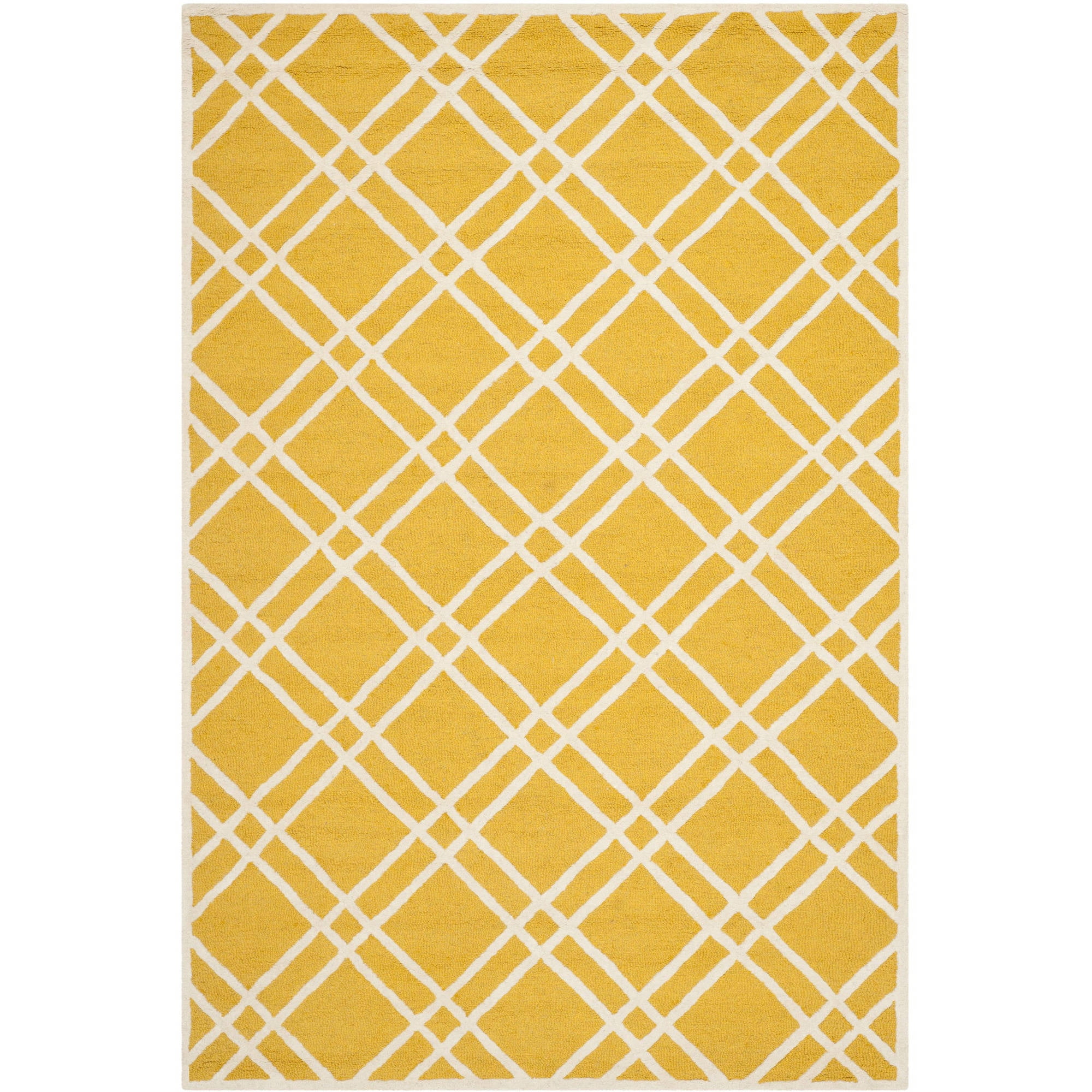 SAFAVIEH Cambridge Judy Geometric Wool Area Rug, Gold/Ivory, 6' x 9 ...