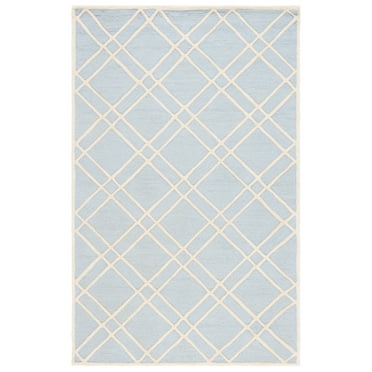 SAFAVIEH Cambridge Judy Geometric Wool Area Rug, Light Blue/Ivory, 5' x 8'