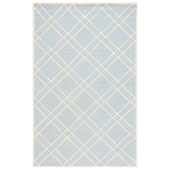 SAFAVIEH Cambridge Judy Geometric Wool Area Rug, Light Blue/Ivory, 5' x 8'