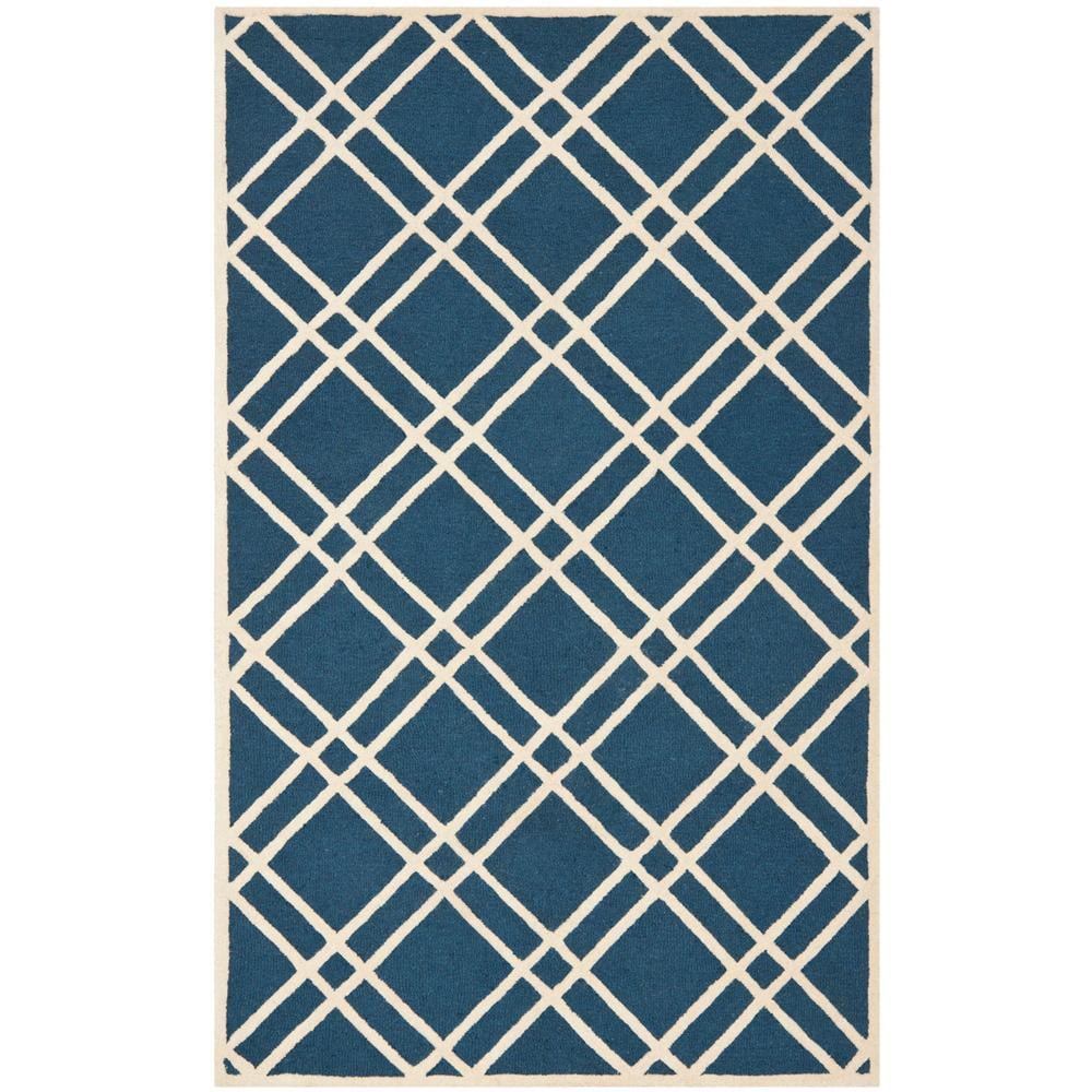 Ivory Round Hand-Tufted Wool Area Rug, 59"