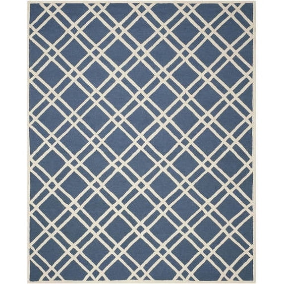 SAFAVIEH Cambridge Judy Geometric Wool Area Rug, Navy Blue/Ivory, 8' x 8' Square