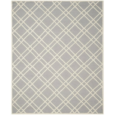 SAFAVIEH Cambridge Judy Geometric Wool Area Rug, Silver/Ivory, 9' x 12'