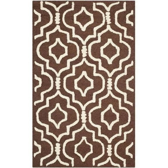 SAFAVIEH Cambridge Julian Geometric Wool Area Rug, Dark Brown/Ivory, 2'6" x 4'