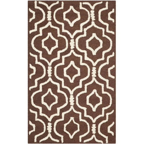 SAFAVIEH Cambridge Julian Geometric Wool Area Rug, Dark Brown/Ivory, 6' x 9'