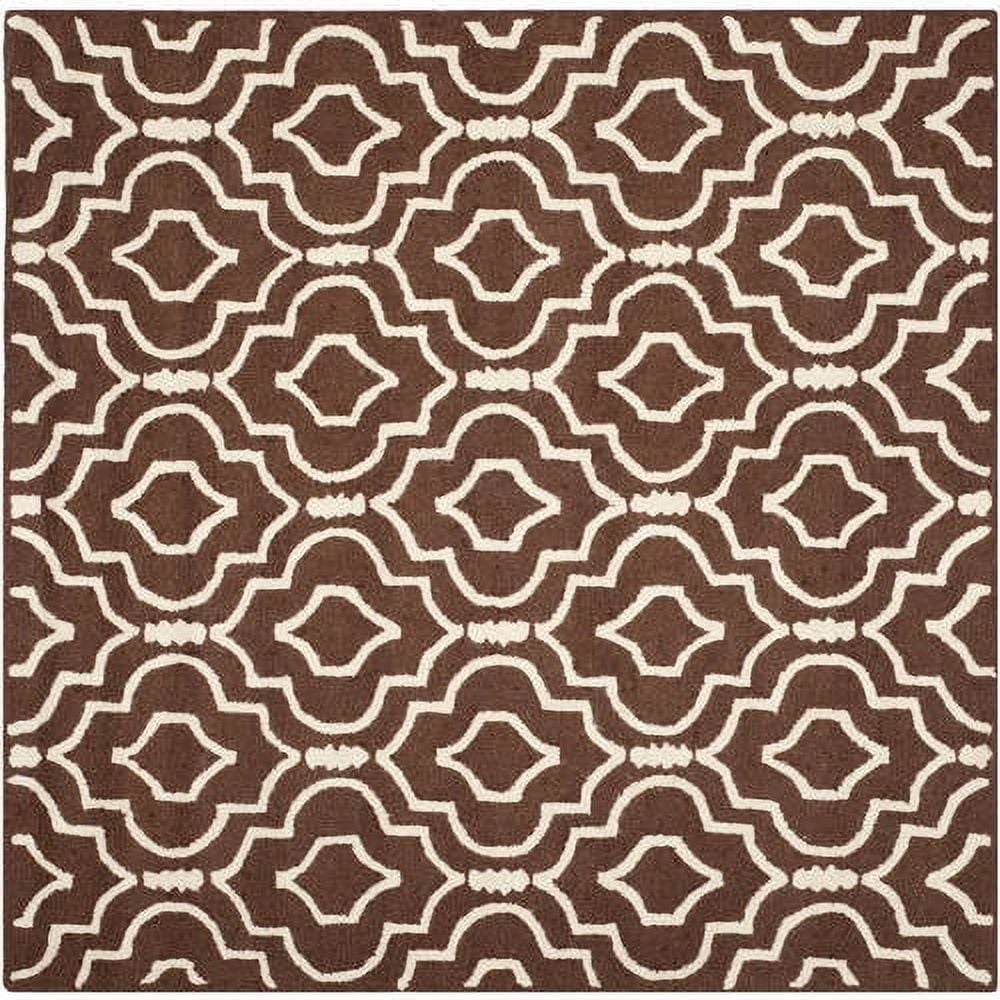 Hand-Tufted Cambridge Dark Brown & Ivory Wool 8' Square Rug