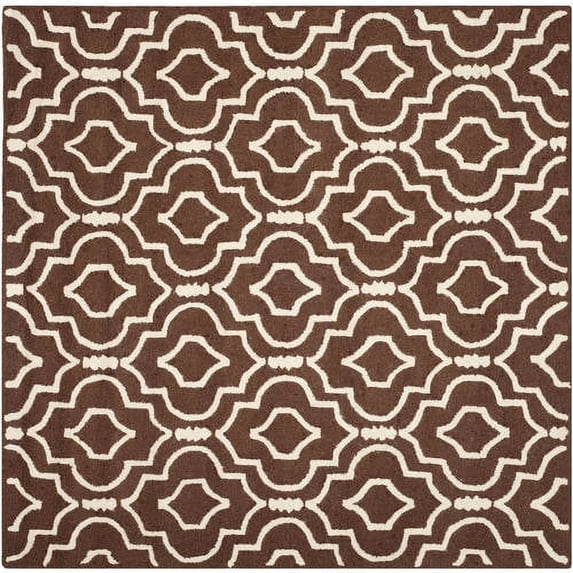 SAFAVIEH Cambridge Julian Geometric Wool Area Rug, Dark Brown/Ivory, 8' x 8' Square