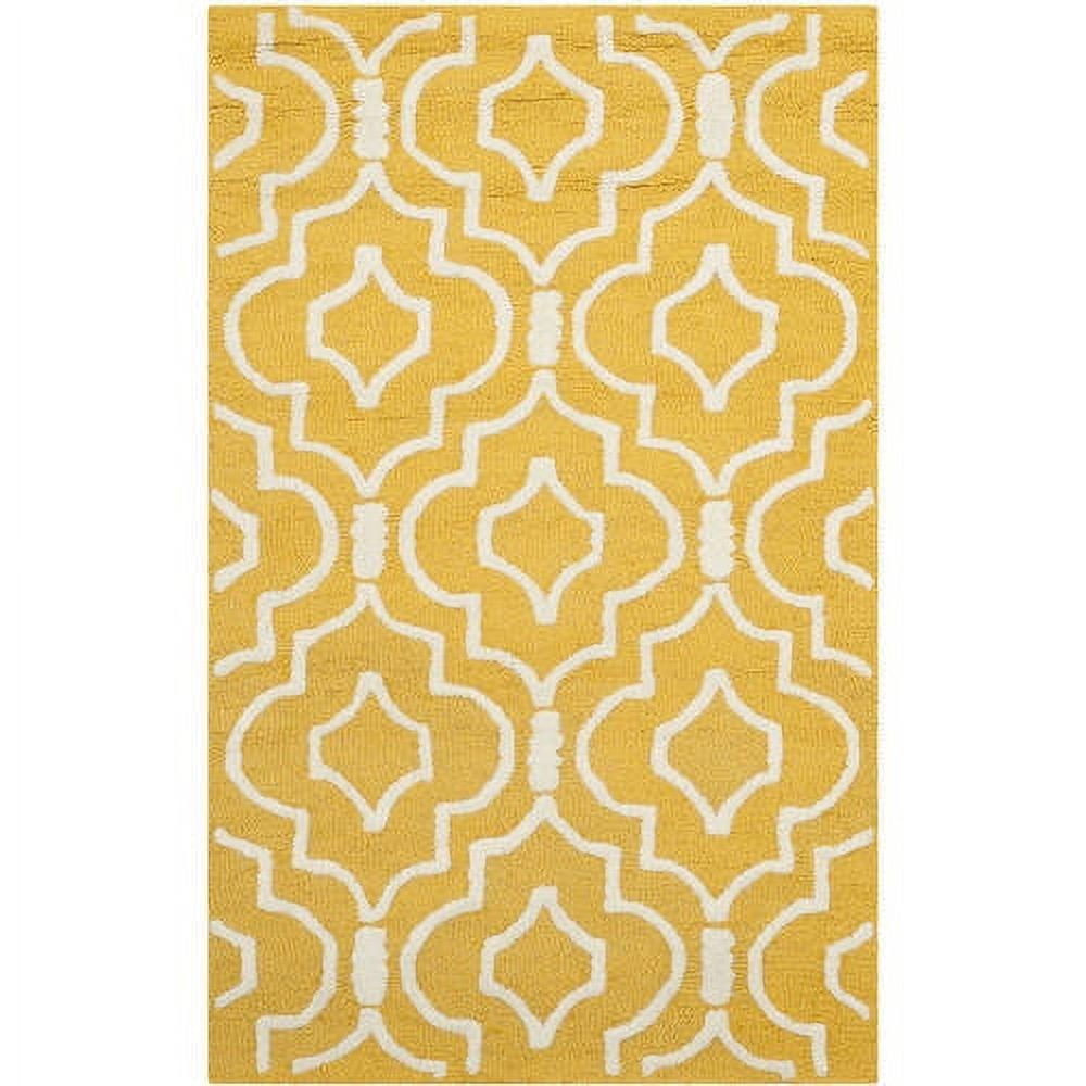 Gold and Ivory Hand-Tufted Wool Area Rug, 4' x 6'